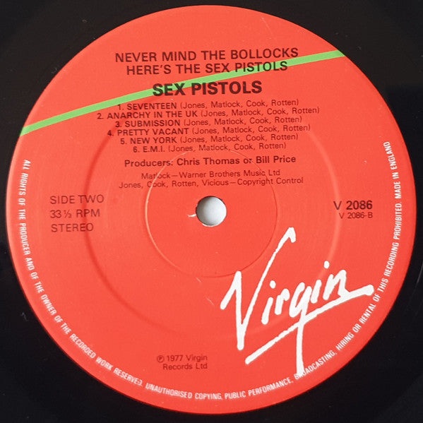 SEX PISTOLS - NEVER MIND THE BOLLOCKS HERE´S THE SEX PISTOLS (VINILO SIMPLE) (2DA MANO | UK 1978)