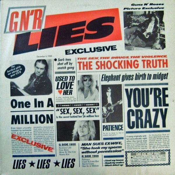 GUNS N' ROSES - GN' R LIES (VINILO SIMPLE INCLUYE INSERT SIN CENSURA) (2DA MANO | VZLA 1989)