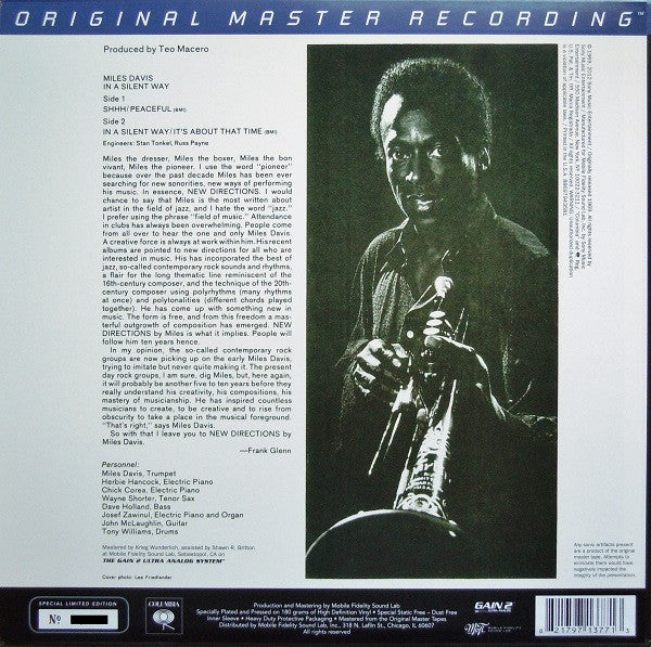 MILES DAVIS - IN A SILENT WAY (VINILO SIMPLE) (LIMITED EDITION MOFI) (2DA MANO | US 2013)