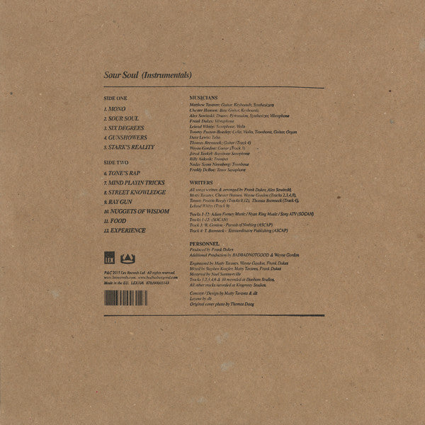 BADBADNOTGOOD & GHOSTFACE KILLAH - SOUR SOUL INSTRUMENTAL (VINILO SIMPLE)